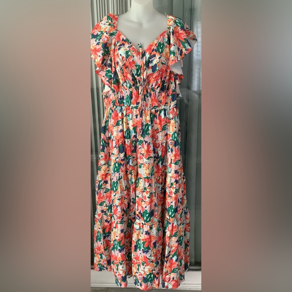 GRACE KARIN Floral Summer V-Neck Empire Waist Maxi Dress